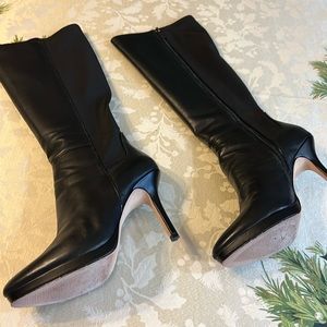 Elegant Black Leather Knee-High Boots